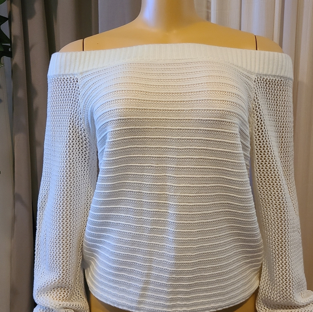 COPY - Soho knit off the shoulder off white sweater
